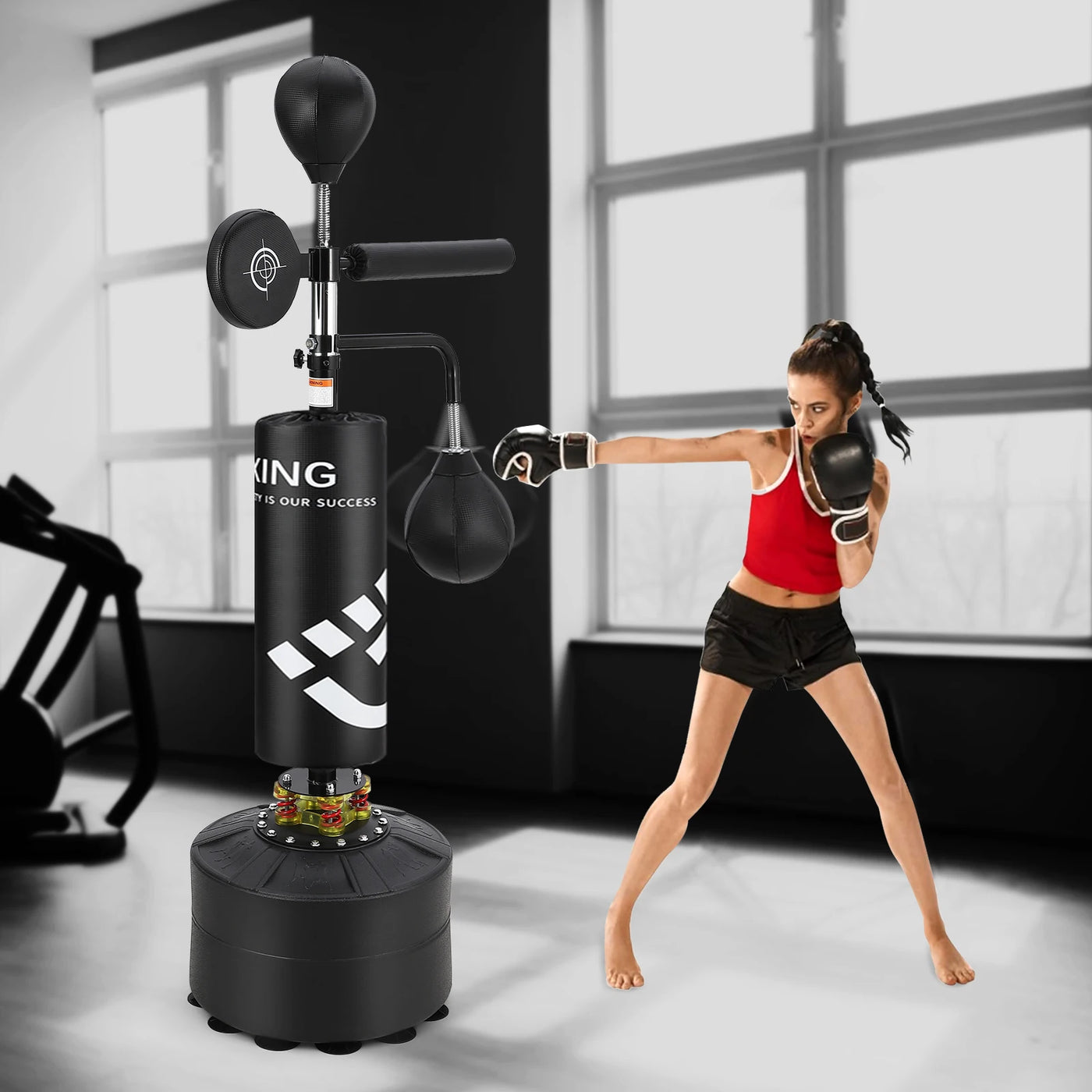 5 in 1 Punching Bag with Stand for Adult & Kids, Freestanding Speed Bag Hitting Target
