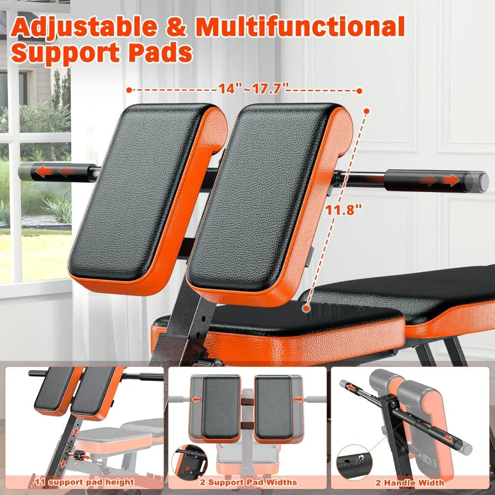 Roman Chair, Adjustable Weight Bench Back Extension Machine for Home Gym,
