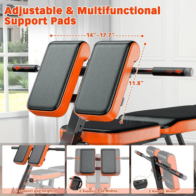 Roman Chair, Adjustable Weight Bench Back Extension Machine for Home Gym,