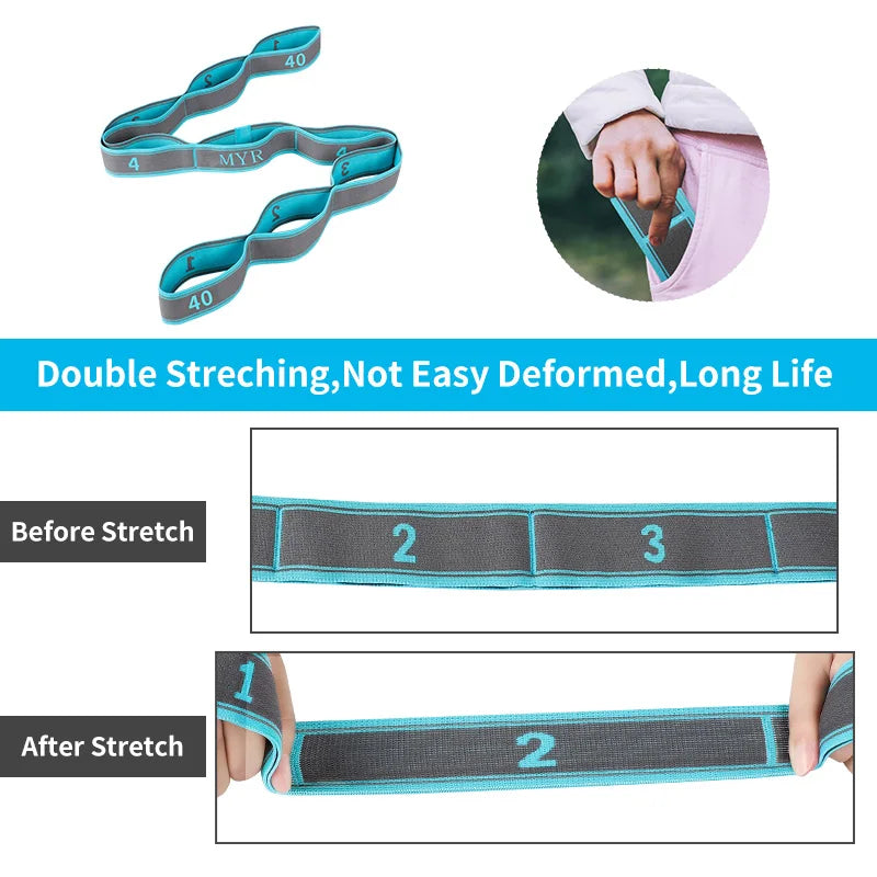 Elastic Yoga Stretching Strap with Loops,