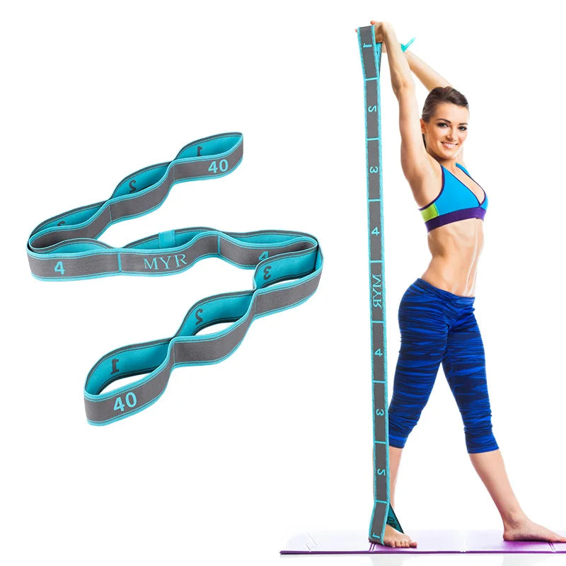 Elastic Yoga Stretching Strap with Loops,
