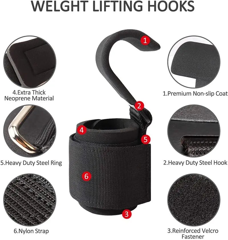 Gym Fitness Hook Weight Strap Pull-Ups Power Lifting Gloves