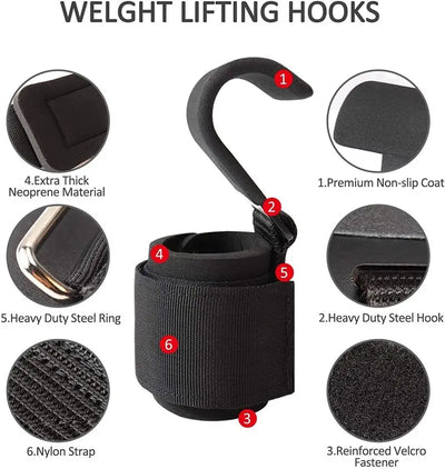 Gym Fitness Hook Weight Strap Pull-Ups Power Lifting Gloves