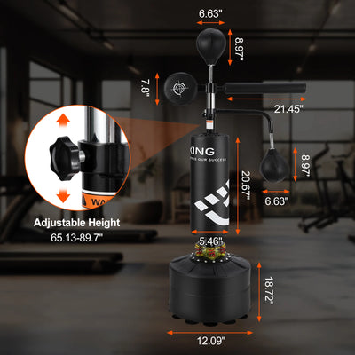5 in 1 Punching Bag with Stand for Adult & Kids, Freestanding Speed Bag Hitting Target