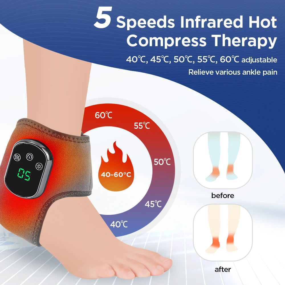 Electric Foot Ankle Massager With Heat & Vibration Cordless