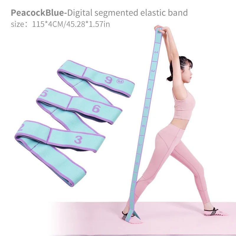 Elastic Yoga Stretching Strap with Loops,