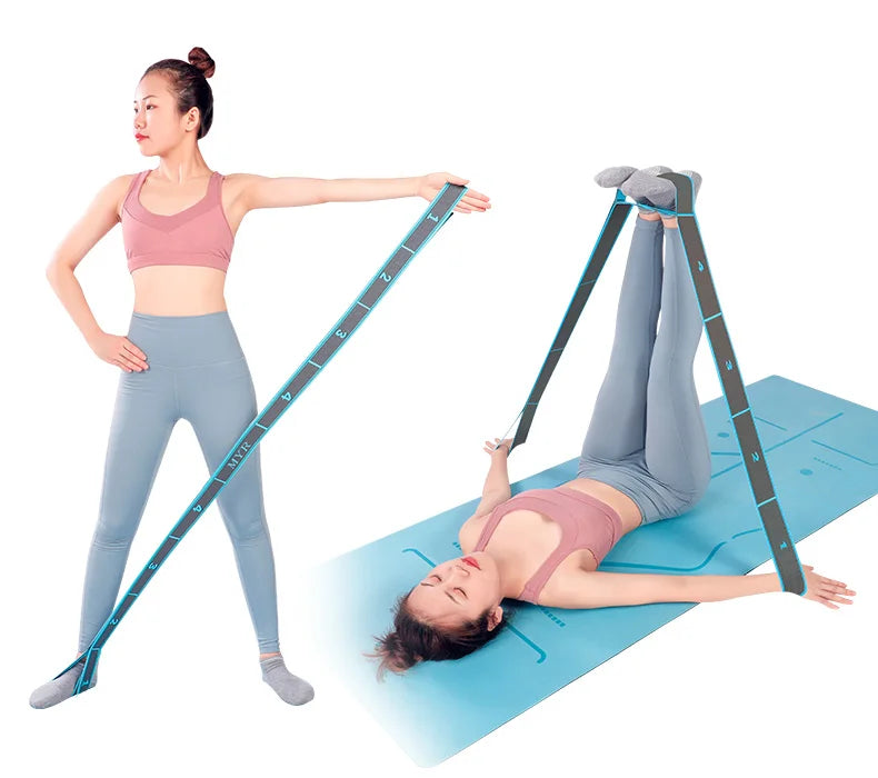 Elastic Yoga Stretching Strap with Loops,