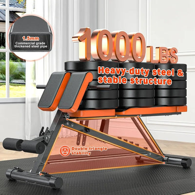 Roman Chair, Adjustable Weight Bench Back Extension Machine for Home Gym,