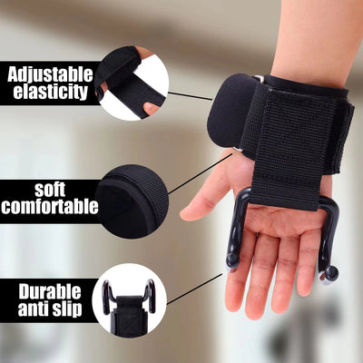 Gym Fitness Hook Weight Strap Pull-Ups Power Lifting Gloves