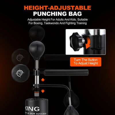5 in 1 Punching Bag with Stand for Adult & Kids, Freestanding Speed Bag Hitting Target